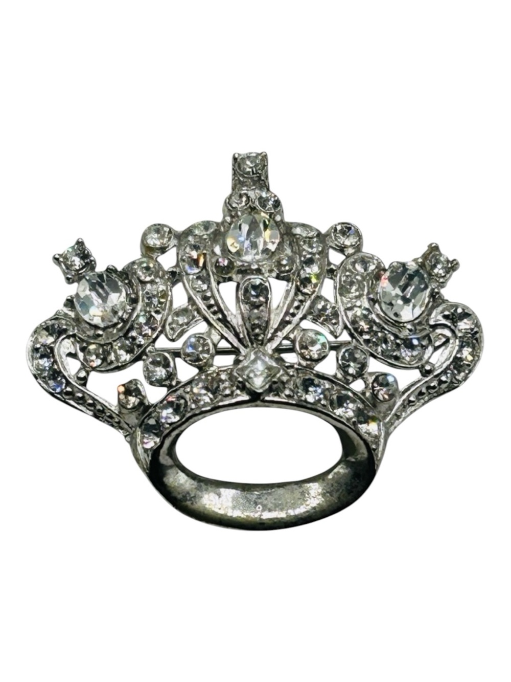 Vintage 1948 Adolph Katz Coro Rhinestone Crown Brooch